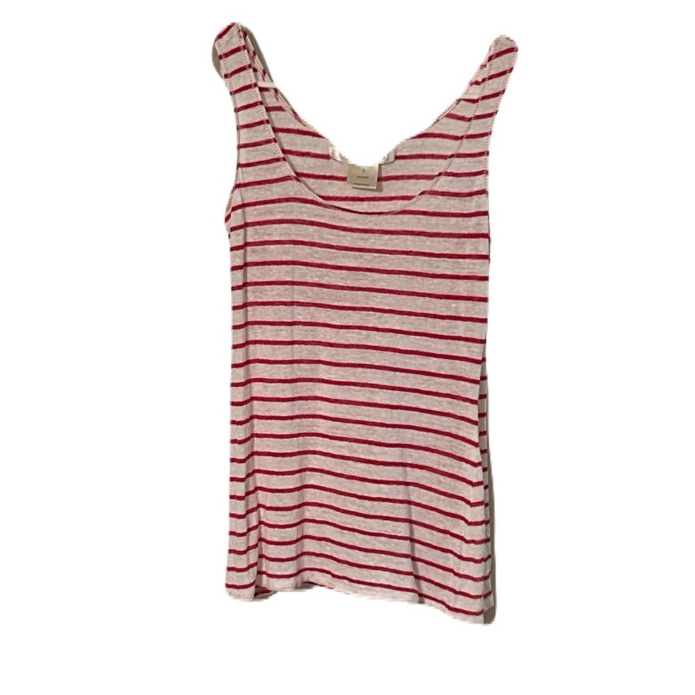 Max Studio Red and White Fitted Sleeveless Tank‎ Top